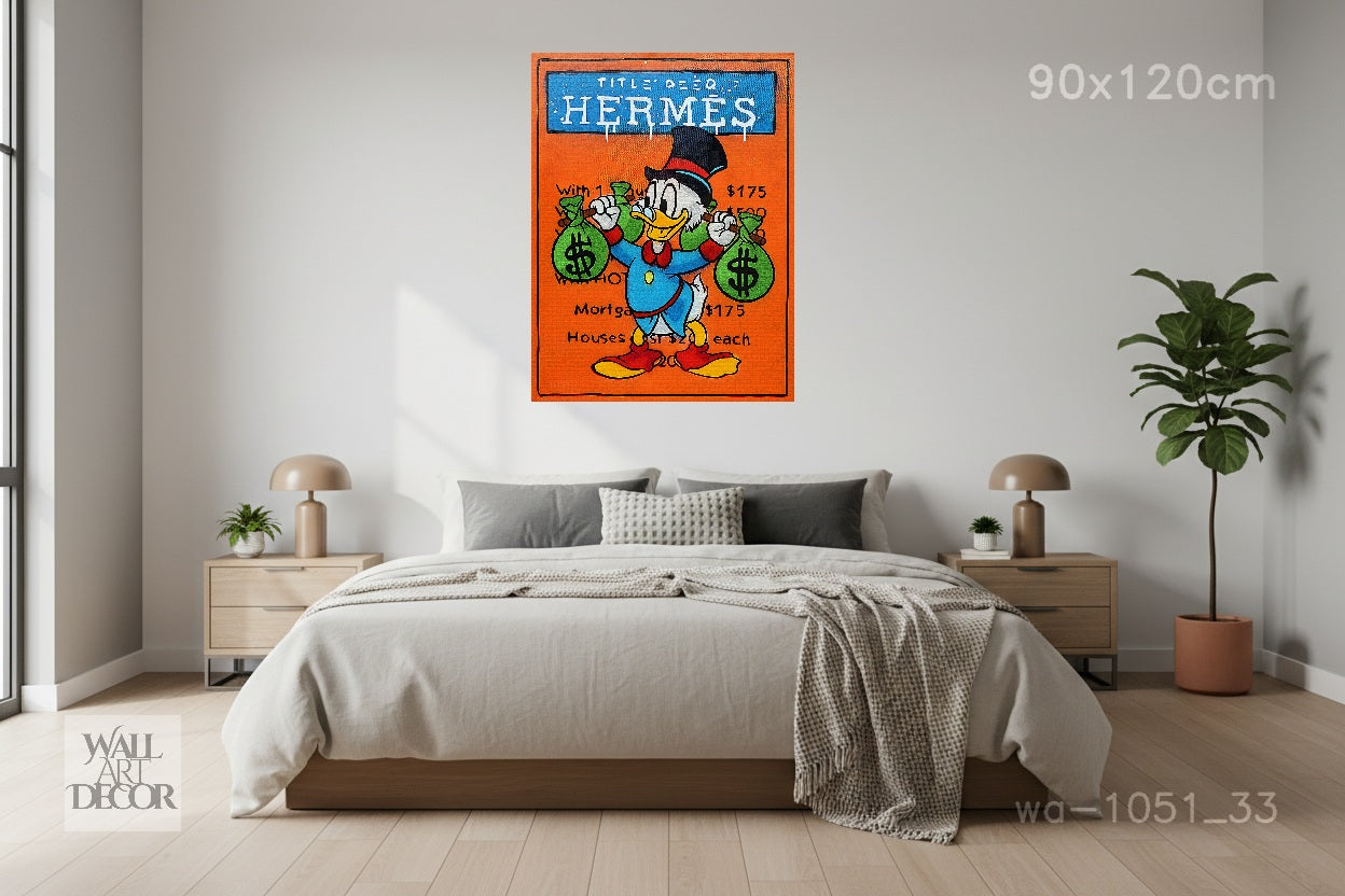 Hermès Harvest: Scrooge McDuck Title Deed – Modern Frameless Wall Art