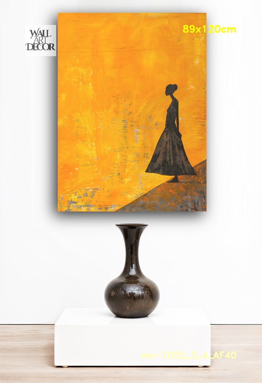 Amber Radiance: The Golden Silhouette – Modern Frameless Wall Art