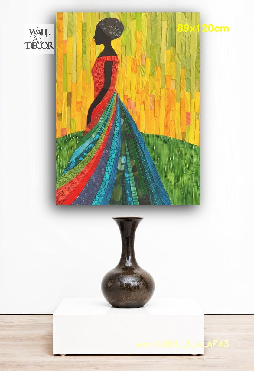 Prismatic Grace: The Mosaic Silhouette – Modern Frameless Wall Art