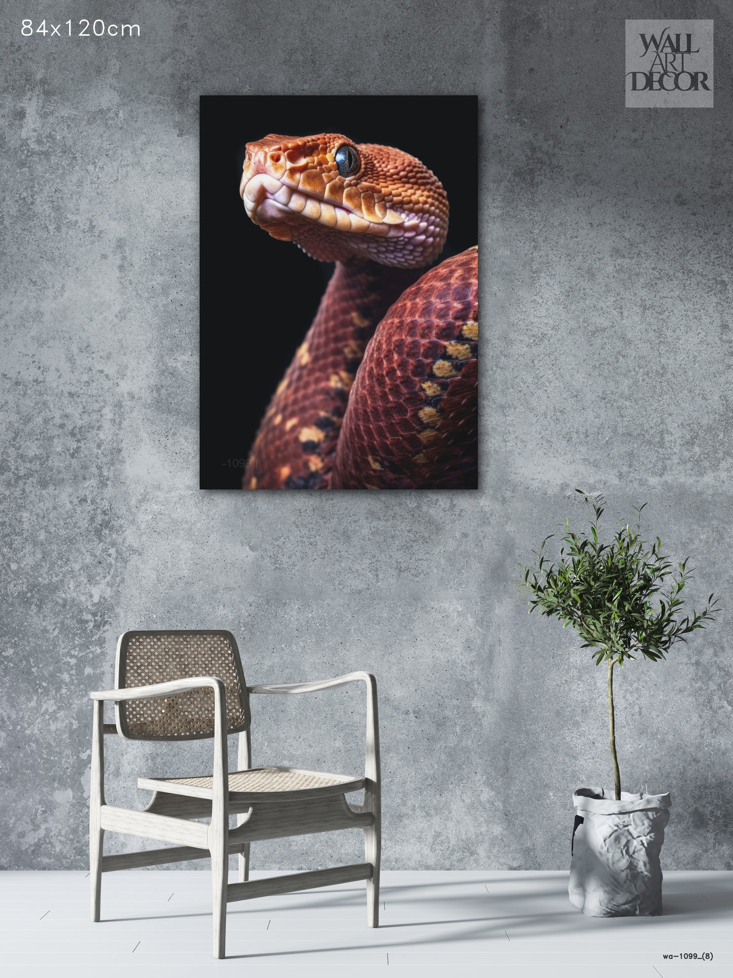 Crimson Scale: Ethereal Serpentine Portrait – Modern Frameless Wall Art