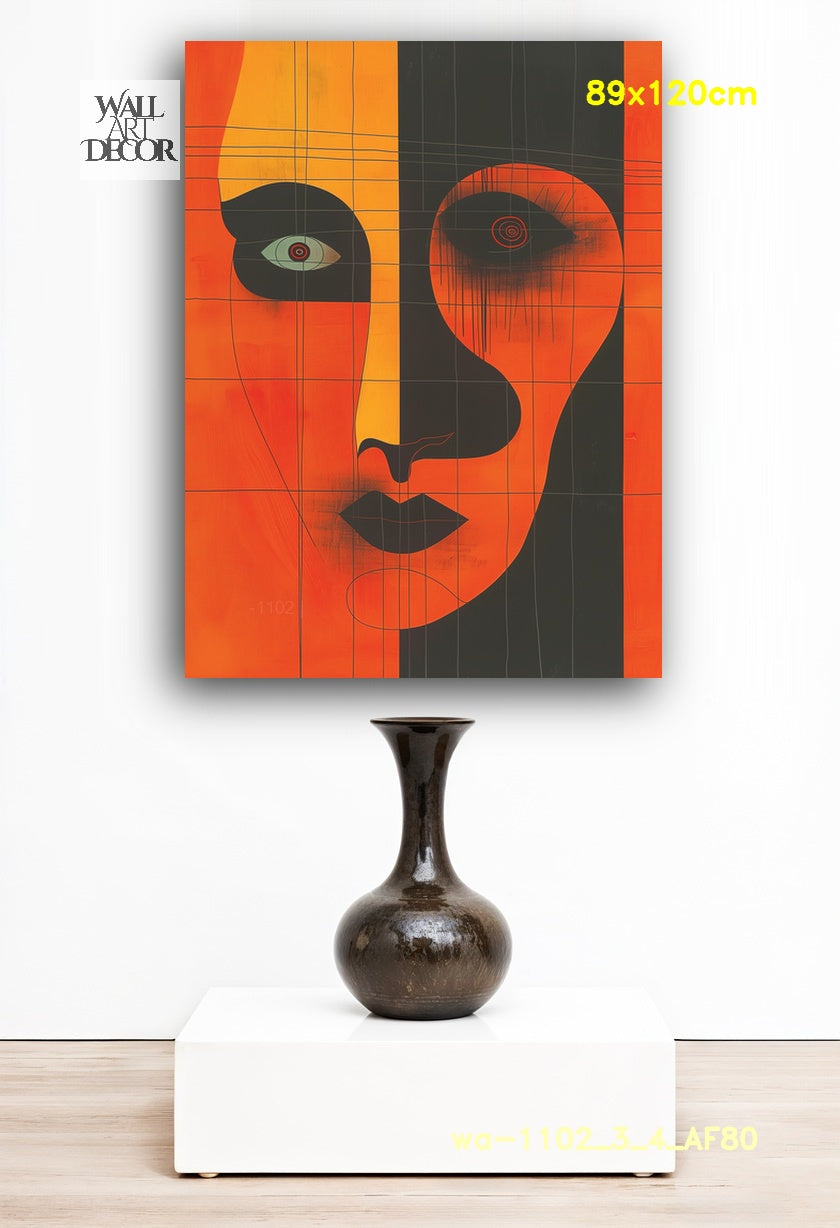 Obsidian Echo: Modern Abstract Visage – Frameless Wall Art