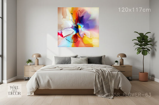 Prismatic Bloom: Vibrant Floral Abstract – Modern Frameless Wall Art