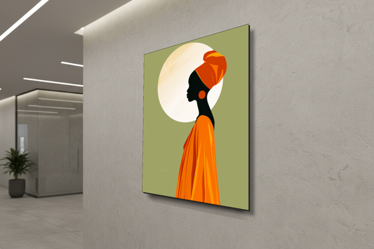 Ethereal Grace: The Golden Silhouette – Modern Frameless Wall Art