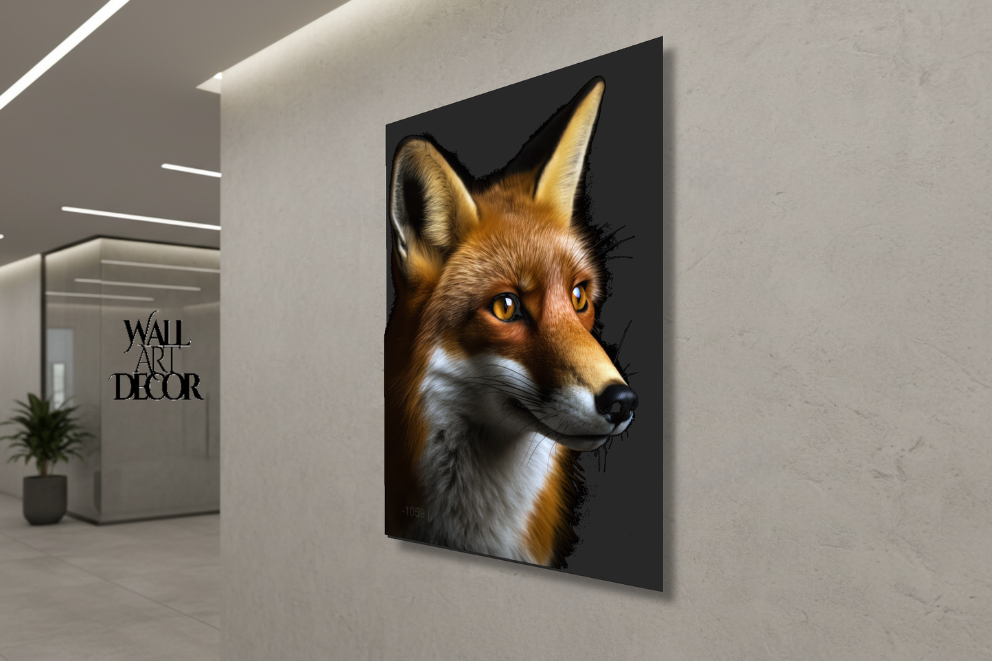 Golden Prospect: Red Fox Profile – Modern Frameless Wall Art