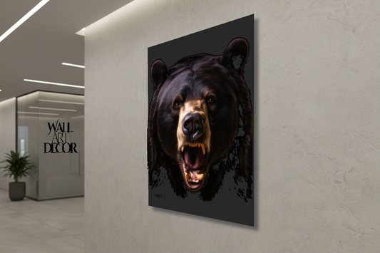 Primal Roar: Majestic Grizzly Bear – Modern Frameless Wall Art