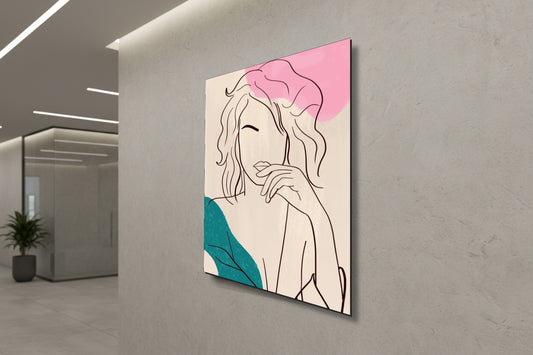 Ethereal Muse: Abstract Feminine Line Art – Modern Frameless Wall Art