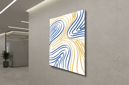 Golden Sands: Abstract Topographic Ripples – Modern Frameless Wall Art