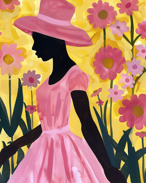 Tropical Blush: The Flower Garden Silhouette – Modern Frameless Wall Art