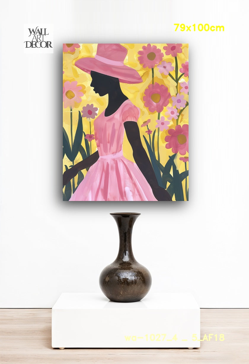 Tropical Blush: The Flower Garden Silhouette – Modern Frameless Wall Art