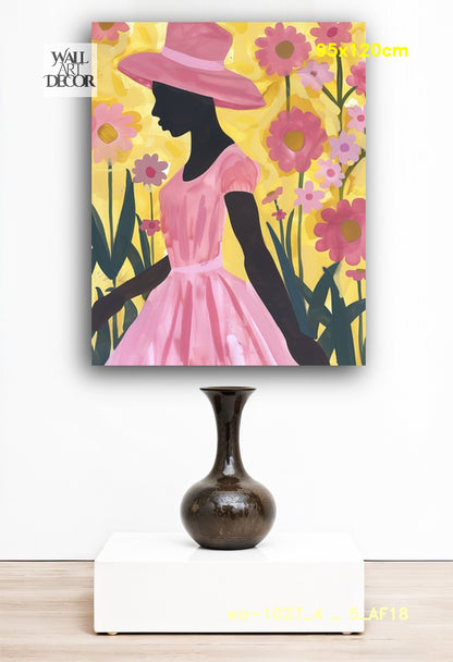 Tropical Blush: The Flower Garden Silhouette – Modern Frameless Wall Art