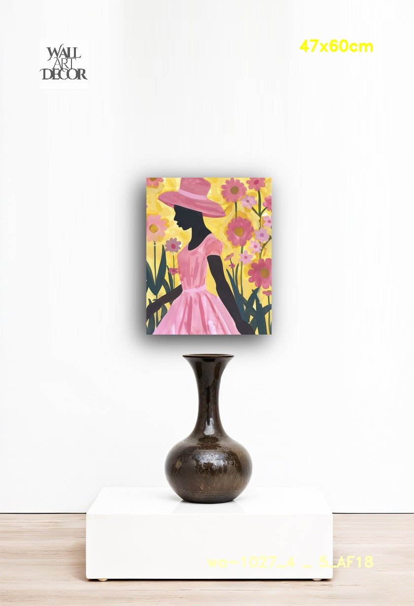 Tropical Blush: The Flower Garden Silhouette – Modern Frameless Wall Art
