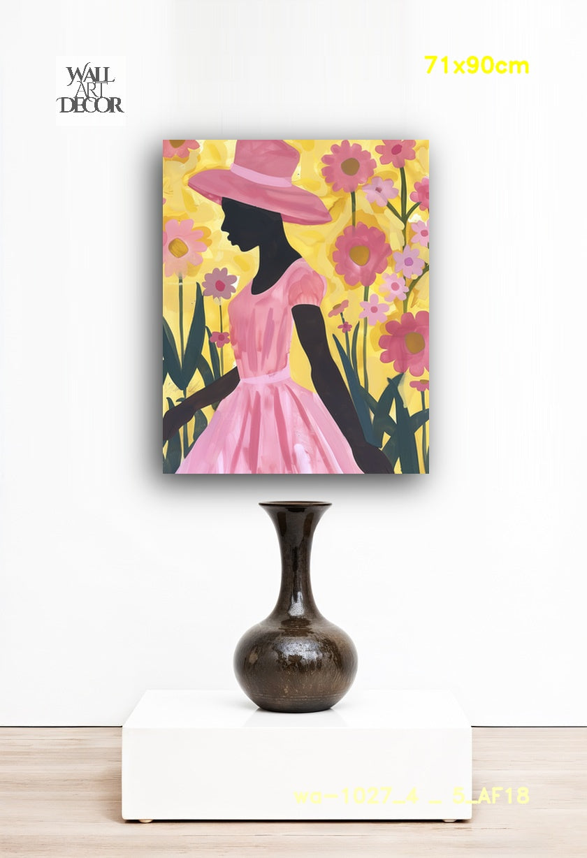 Tropical Blush: The Flower Garden Silhouette – Modern Frameless Wall Art