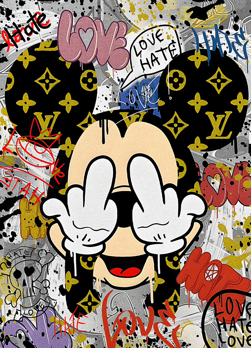 Mickey Rebellion: Urban Luxury Street Art – Modern Frameless Wall Art