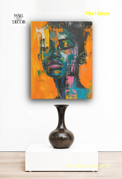 Neon Dreams: Teal & Ochre Vision – Modern Frameless Wall Art