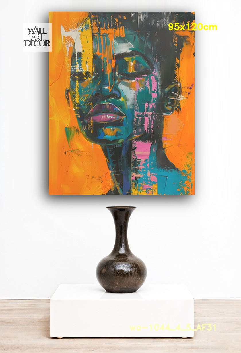 Neon Dreams: Teal & Ochre Vision – Modern Frameless Wall Art