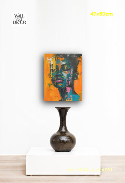 Neon Dreams: Teal & Ochre Vision – Modern Frameless Wall Art