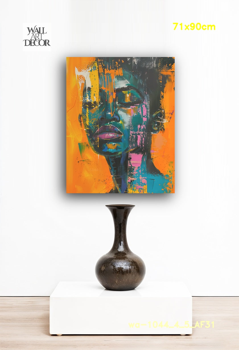 Neon Dreams: Teal & Ochre Vision – Modern Frameless Wall Art