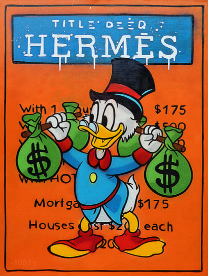 Hermès Harvest: Scrooge McDuck Title Deed – Modern Frameless Wall Art