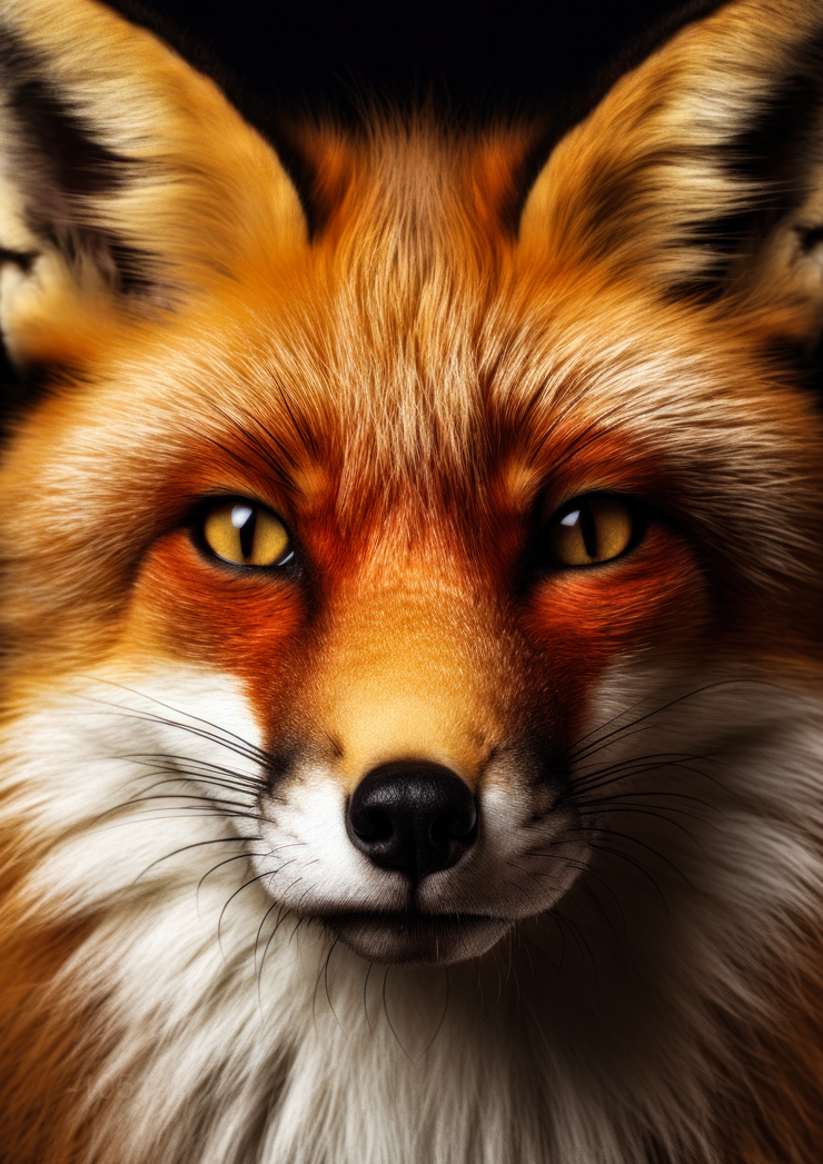 Amber Gaze: Majestic Red Fox Portrait – Modern Frameless Wall Art