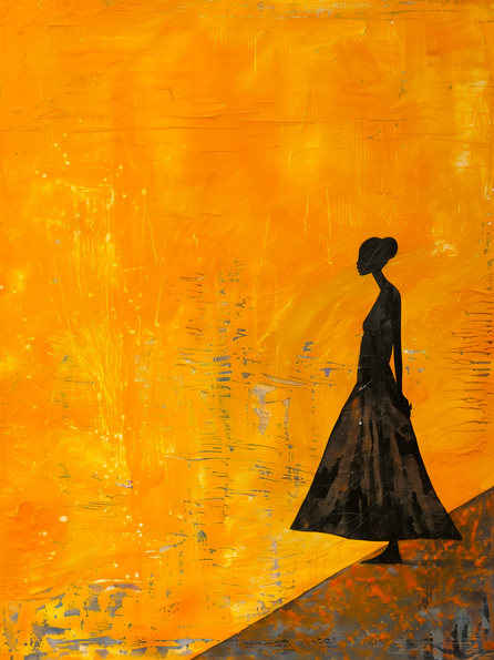 Amber Radiance: The Golden Silhouette – Modern Frameless Wall Art