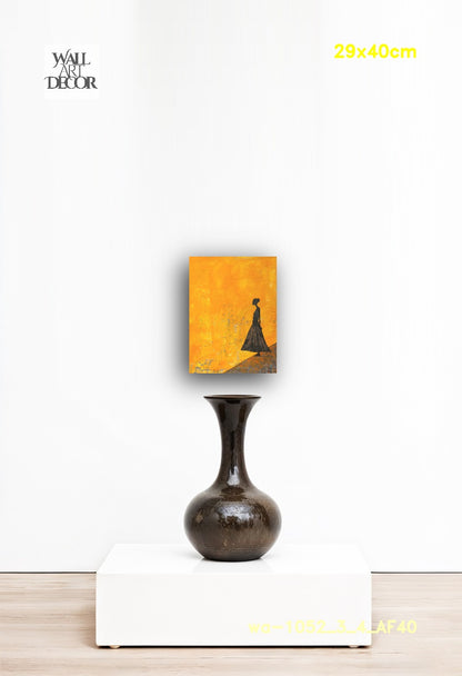 Amber Radiance: The Golden Silhouette – Modern Frameless Wall Art