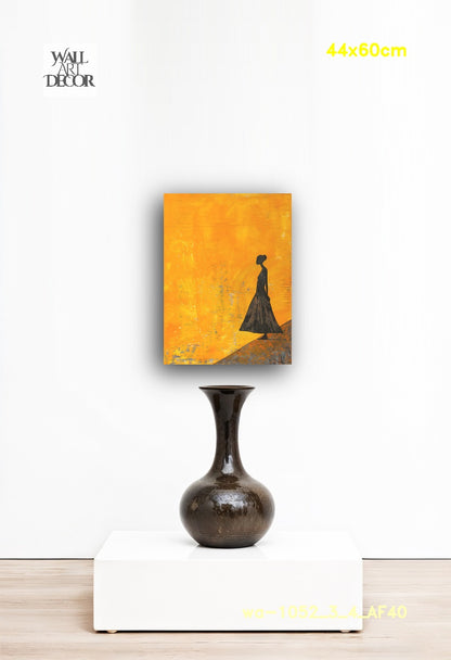 Amber Radiance: The Golden Silhouette – Modern Frameless Wall Art