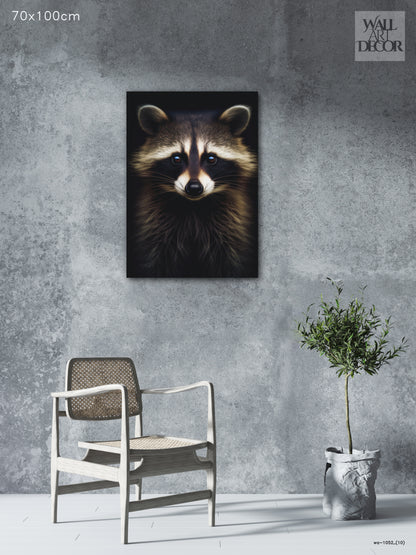 Midnight Bandit: Majestic Raccoon Portrait | Modern Frameless Decor