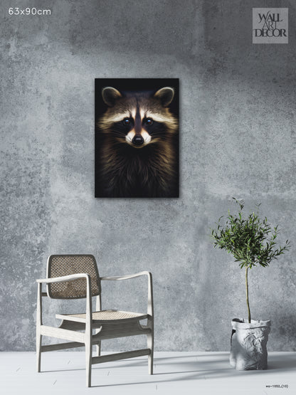 Midnight Bandit: Majestic Raccoon Portrait | Modern Frameless Decor