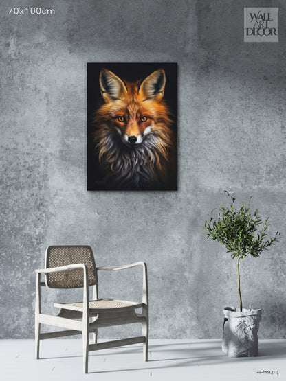 Fiery Nobility: Majestic Red Fox Portrait – Modern Frameless Wall Art