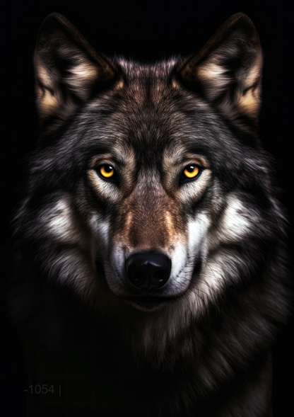 Alpha Spirit: Intense Grey Wolf Portrait – Modern Frameless Wall Art