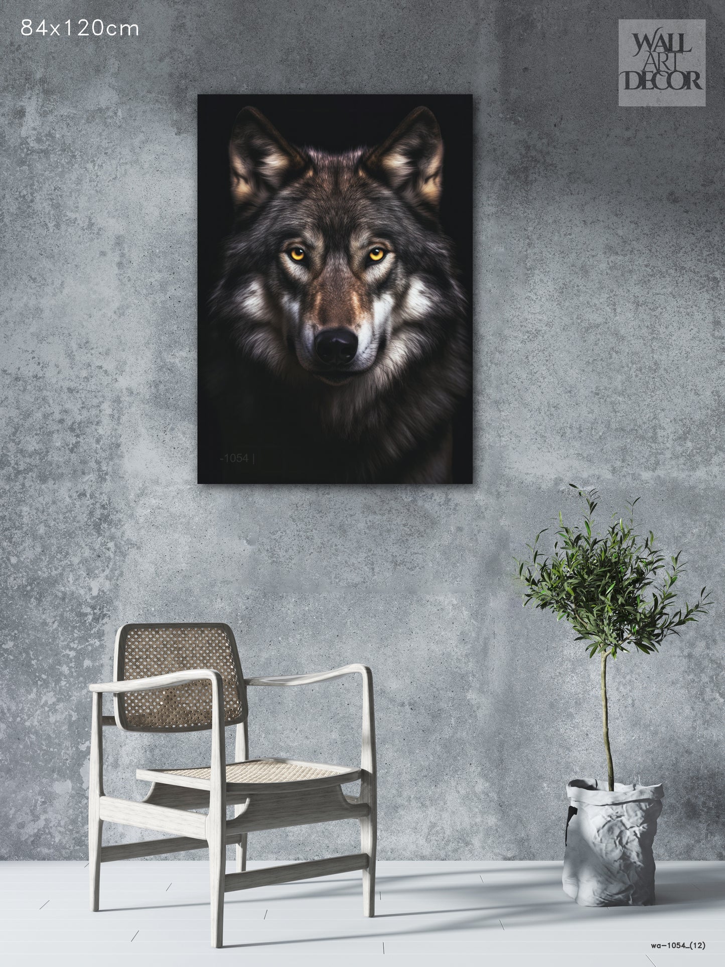 Alpha Spirit: Intense Grey Wolf Portrait – Modern Frameless Wall Art