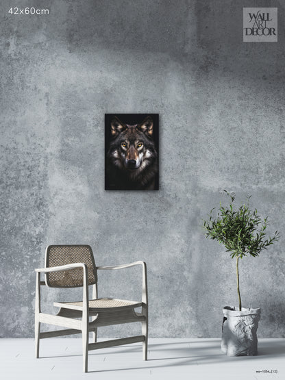 Alpha Spirit: Intense Grey Wolf Portrait – Modern Frameless Wall Art