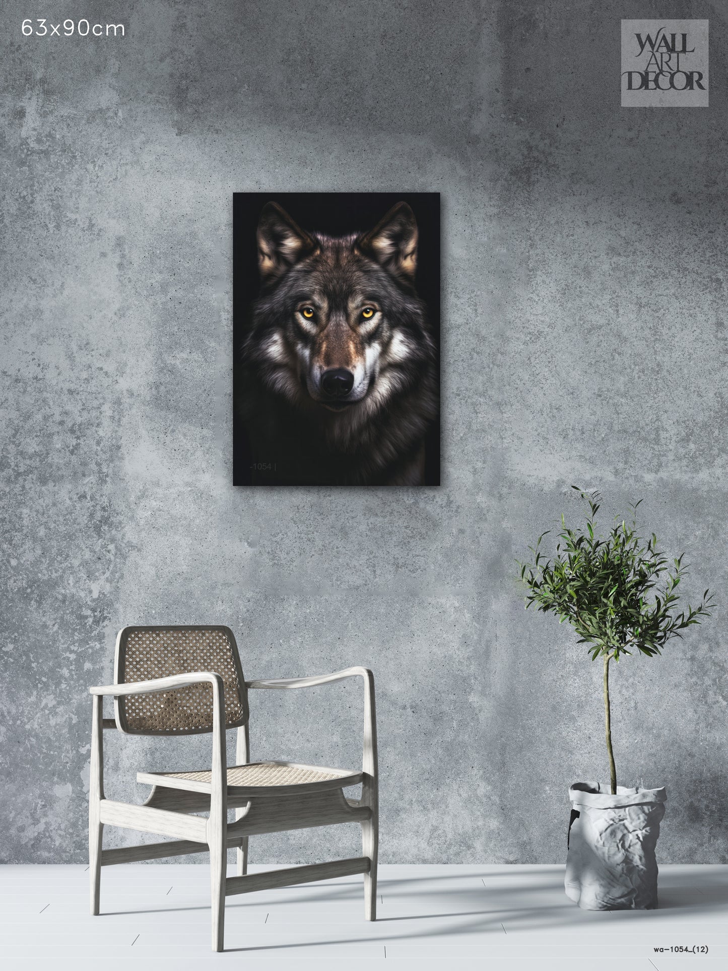 Alpha Spirit: Intense Grey Wolf Portrait – Modern Frameless Wall Art