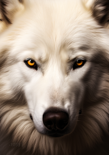 Winter Soul: Arctic White Wolf Portrait – Modern Frameless Wall Art