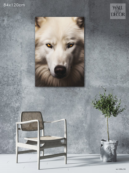 Winter Soul: Arctic White Wolf Portrait – Modern Frameless Wall Art