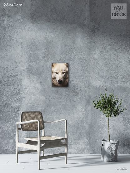 Winter Soul: Arctic White Wolf Portrait – Modern Frameless Wall Art