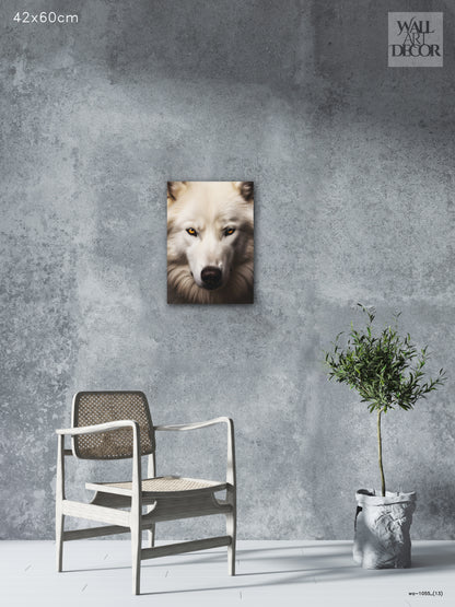 Winter Soul: Arctic White Wolf Portrait – Modern Frameless Wall Art
