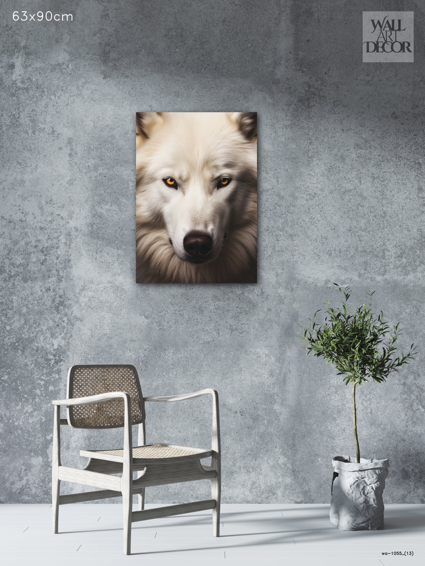 Winter Soul: Arctic White Wolf Portrait – Modern Frameless Wall Art