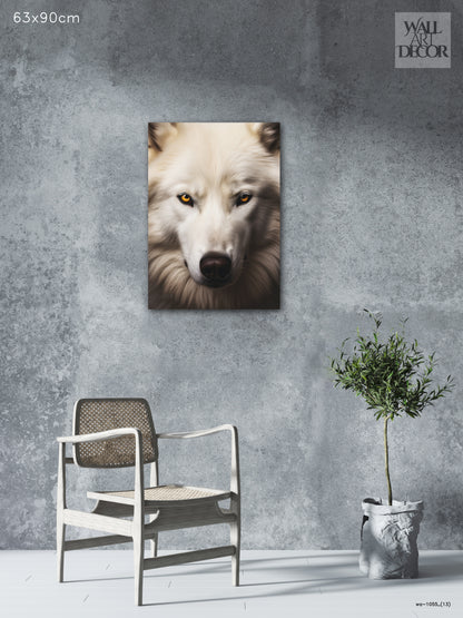 Winter Soul: Arctic White Wolf Portrait – Modern Frameless Wall Art