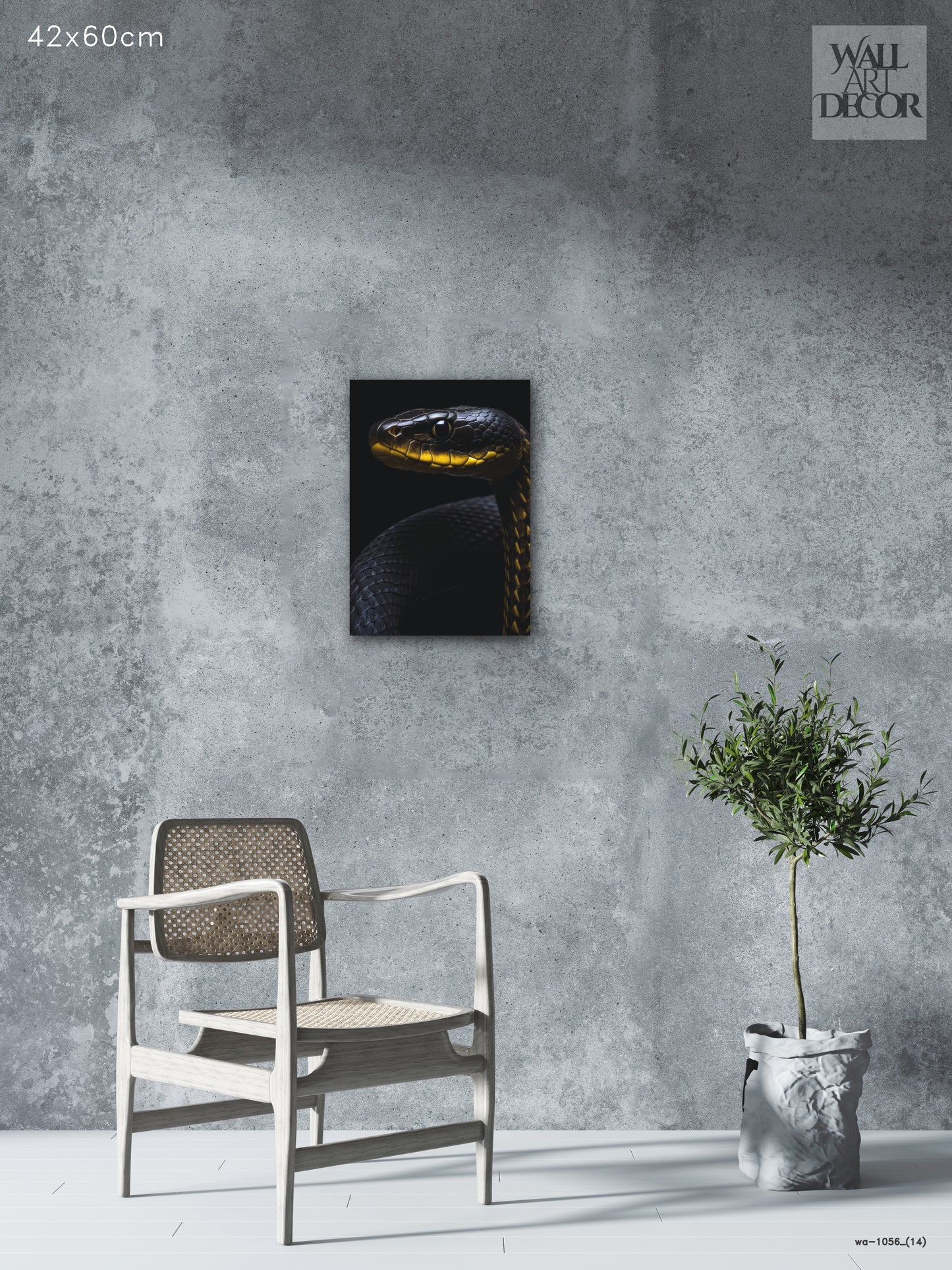 Golden Venom: Midnight Serpentine Portrait – Modern Frameless Wall Art