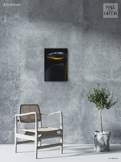 Golden Venom: Midnight Serpentine Portrait – Modern Frameless Wall Art