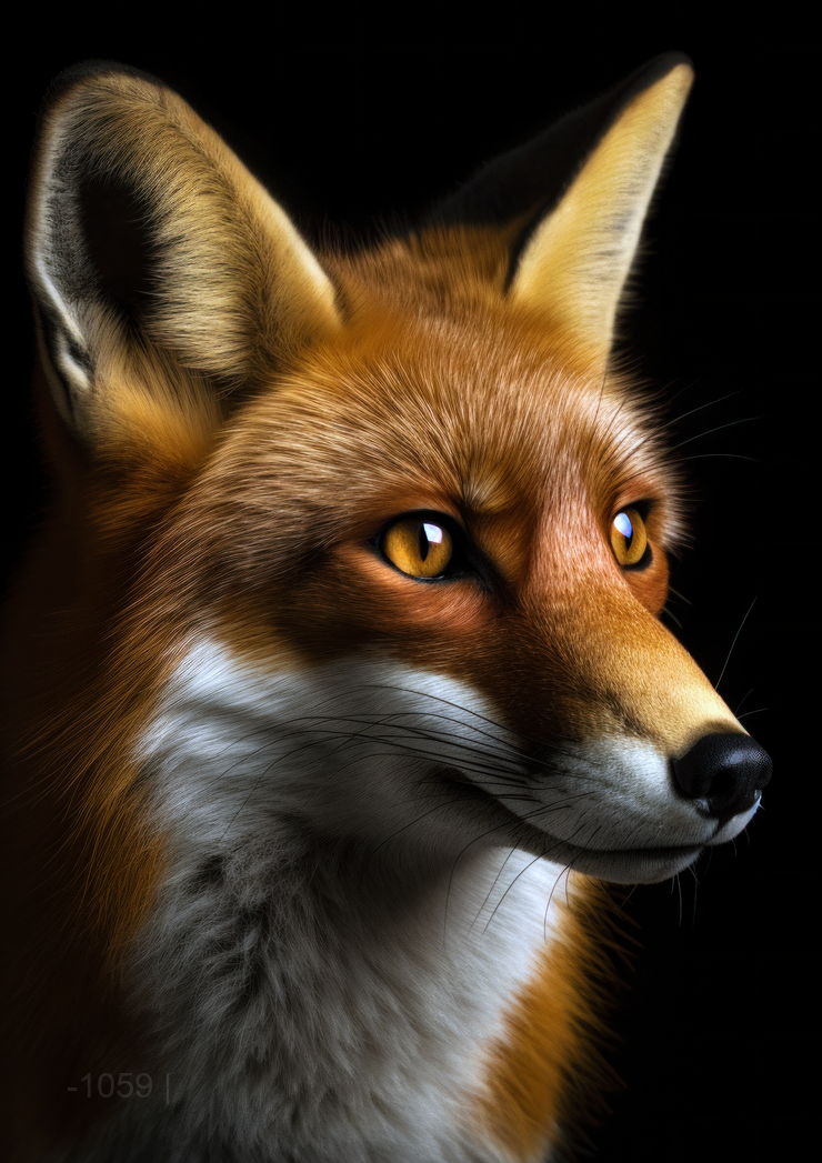 Golden Prospect: Red Fox Profile – Modern Frameless Wall Art