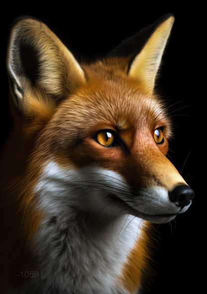 Golden Prospect: Red Fox Profile – Modern Frameless Wall Art