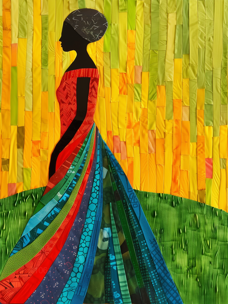 Prismatic Grace: The Mosaic Silhouette – Modern Frameless Wall Art