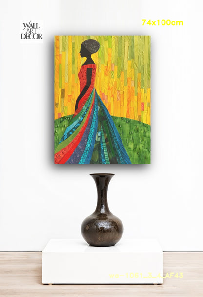 Prismatic Grace: The Mosaic Silhouette – Modern Frameless Wall Art
