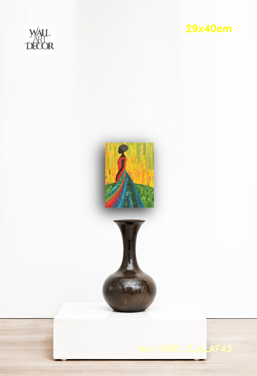 Prismatic Grace: The Mosaic Silhouette – Modern Frameless Wall Art