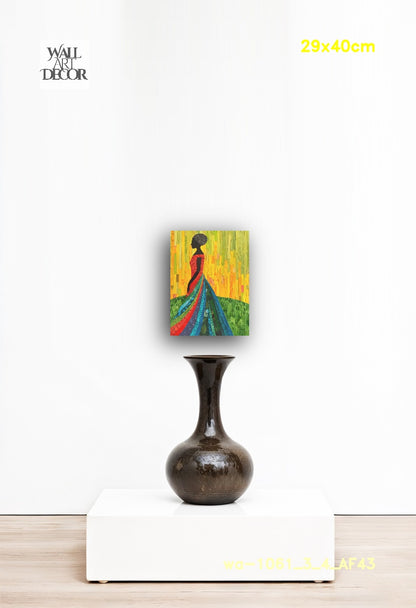 Prismatic Grace: The Mosaic Silhouette – Modern Frameless Wall Art