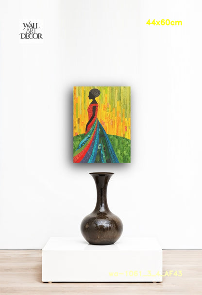 Prismatic Grace: The Mosaic Silhouette – Modern Frameless Wall Art