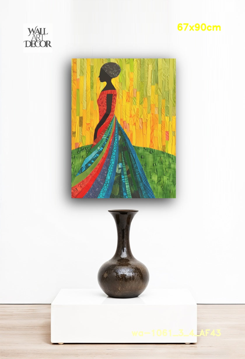 Prismatic Grace: The Mosaic Silhouette – Modern Frameless Wall Art