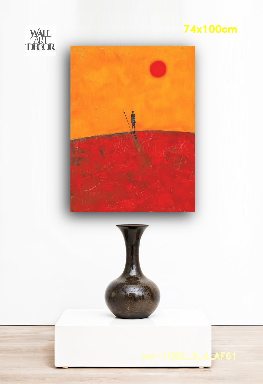Crimson Horizon: The Silent Sentinel – Modern Frameless Wall Art